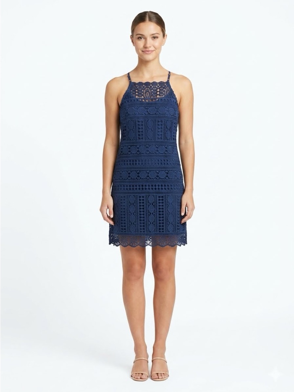 Francesca's Collections Navy Crochet Lace Mini Dress Size L